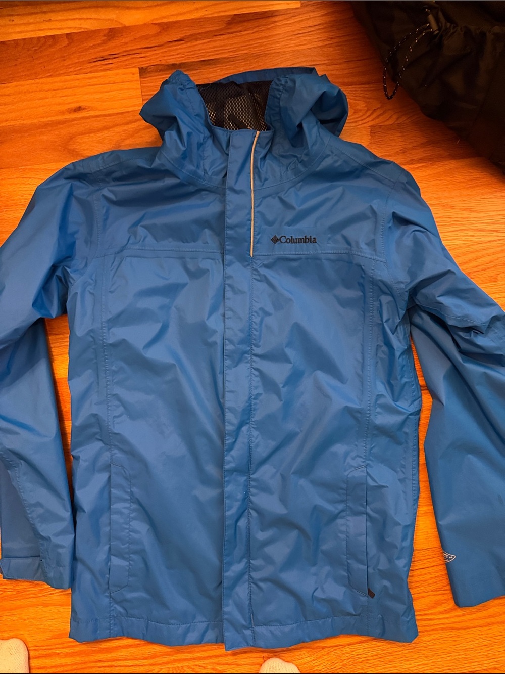 Columbia Boys Light Blue Hooded Rain Jacket